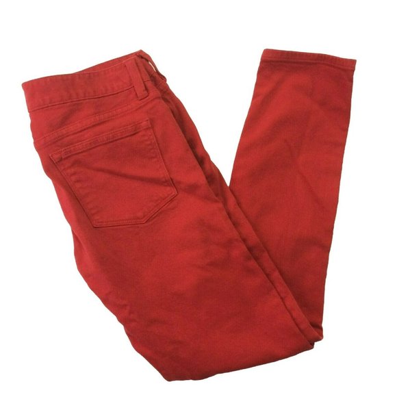 J. Crew Women Jeans Sz 25 Toothpick Ankle Red Orange Denim Skinny Stretch 28x27" - Picture 4 of 8